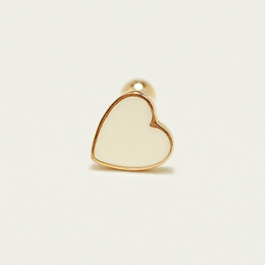 14K Solid Gold Enamel Heart Cartilage Earring 20G18G16G