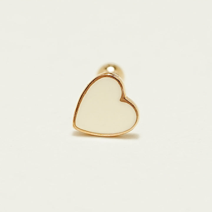 14K Solid Gold Enamel Heart Cartilage Earring 20G18G16G