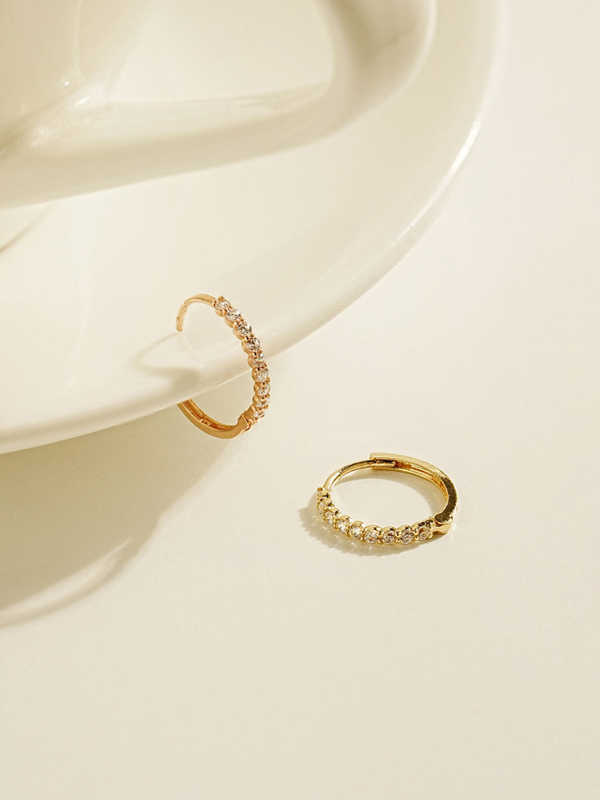 14K Gold Daily CZ Cartilage Hoop Earring