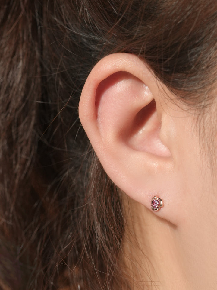 14K Solid Gold Moissanite Dia Rose Cartilage Earring 20G18G16G