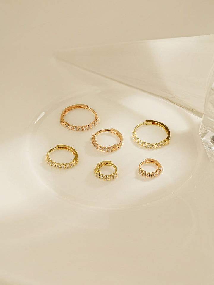 14K Gold Daily CZ Cartilage Hoop Earring