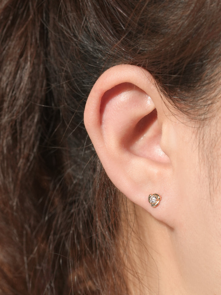 14K Solid Gold Moissanite Dia Rose Cartilage Earring 20G18G16G