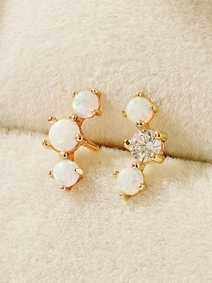 14K Solid Gold Triple Opal Cubic Cartilage Earring 20G18G16G