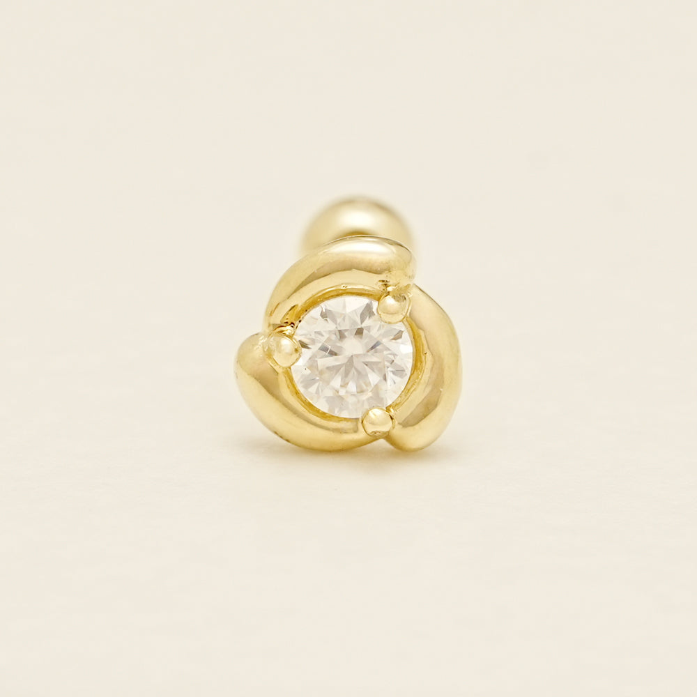 14K Solid Gold Moissanite Dia Rose Cartilage Earring 20G18G16G