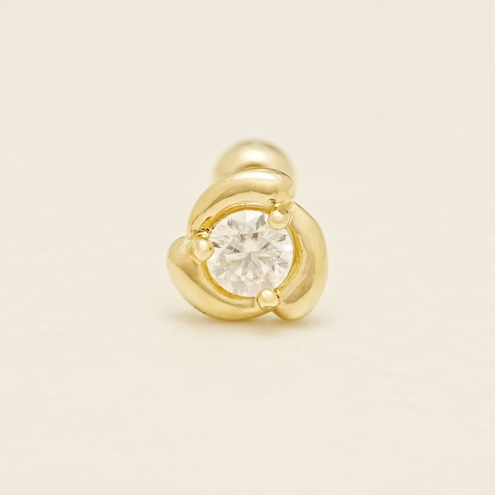 14K Solid Gold Moissanite Dia Rose Cartilage Earring 20G18G16G