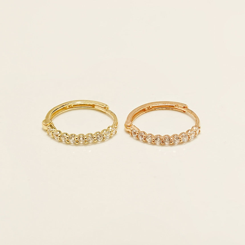 14K Gold Daily CZ Cartilage Hoop Earring
