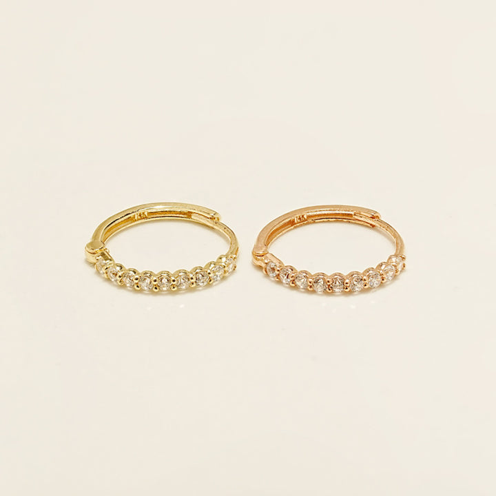 14K Gold Daily CZ Cartilage Hoop Earring
