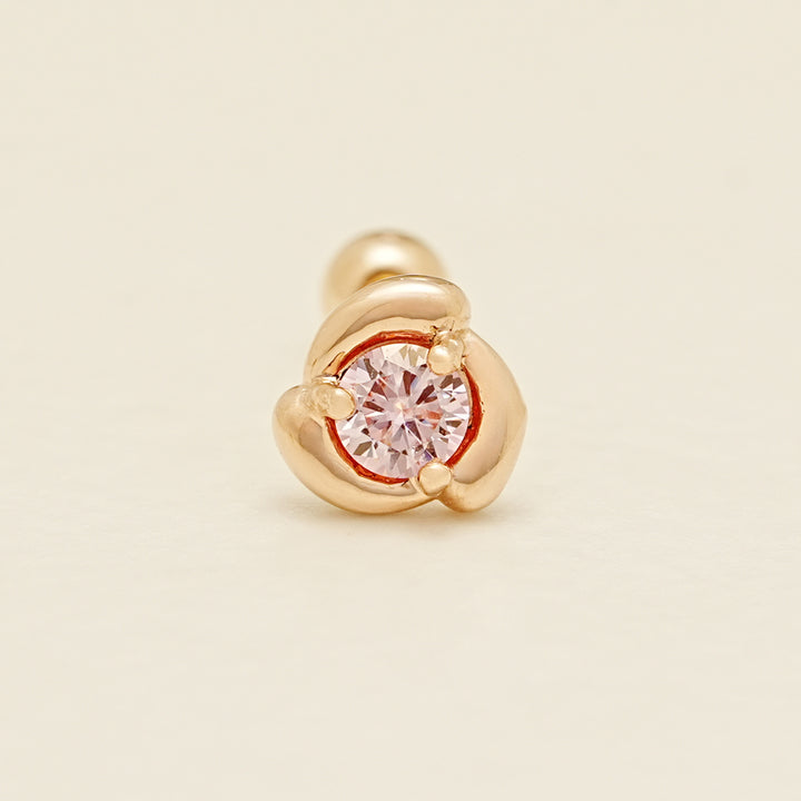 14K Solid Gold Moissanite Dia Rose Cartilage Earring 20G18G16G