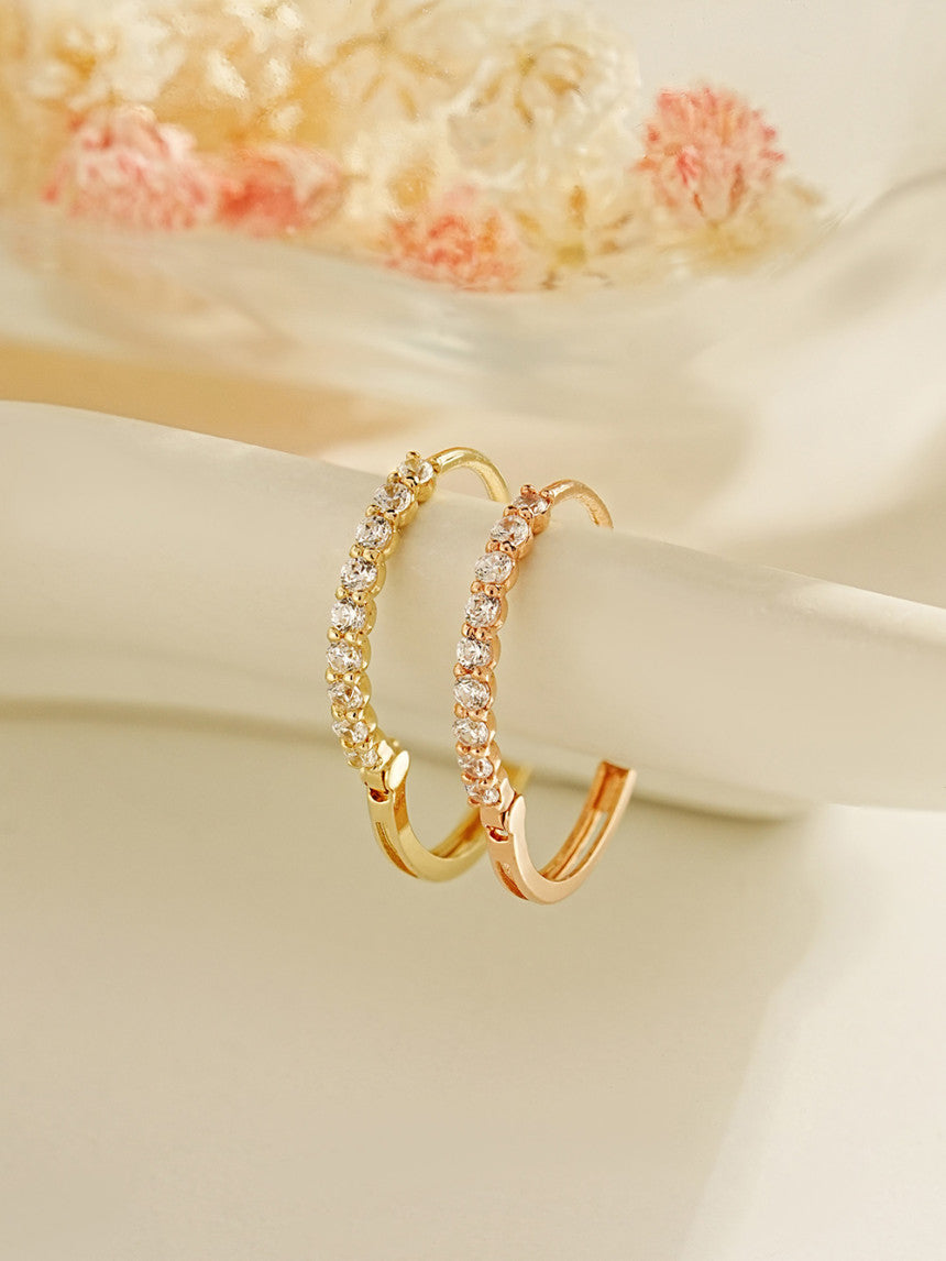 14K Gold Daily CZ Cartilage Hoop Earring