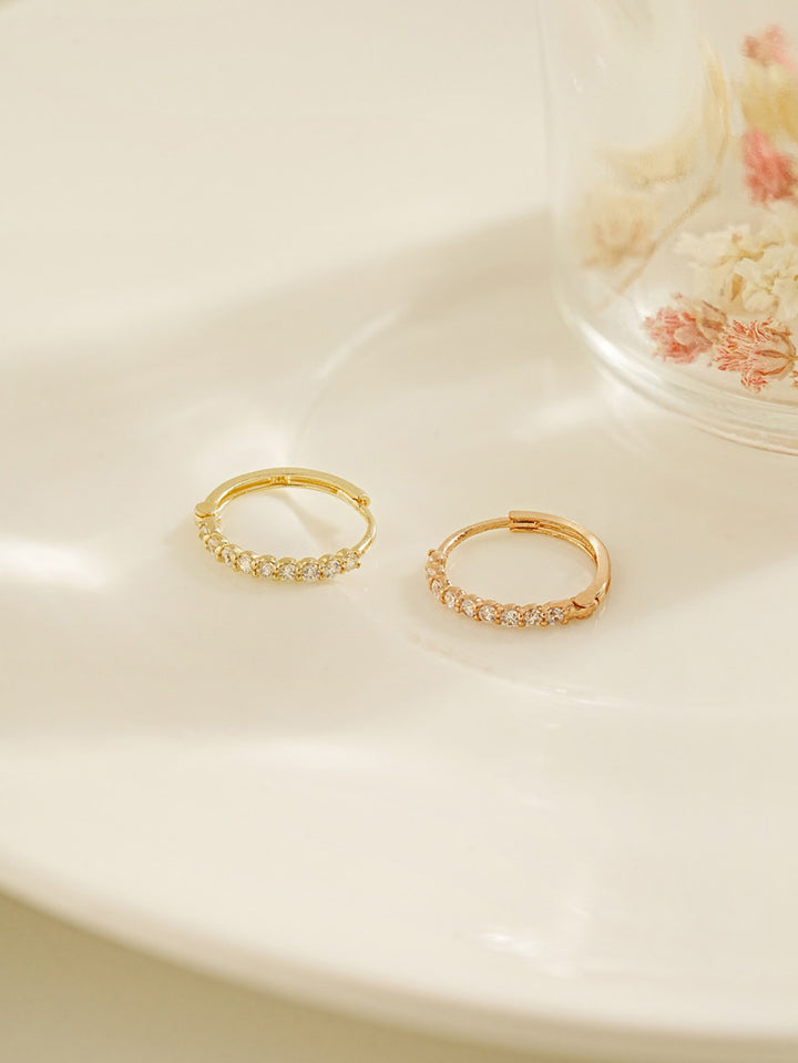14K Gold Daily CZ Cartilage Hoop Earring