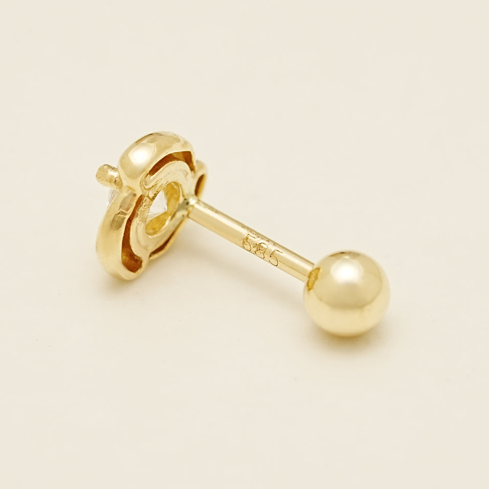 14K Solid Gold Moissanite Dia Rose Cartilage Earring 20G18G16G