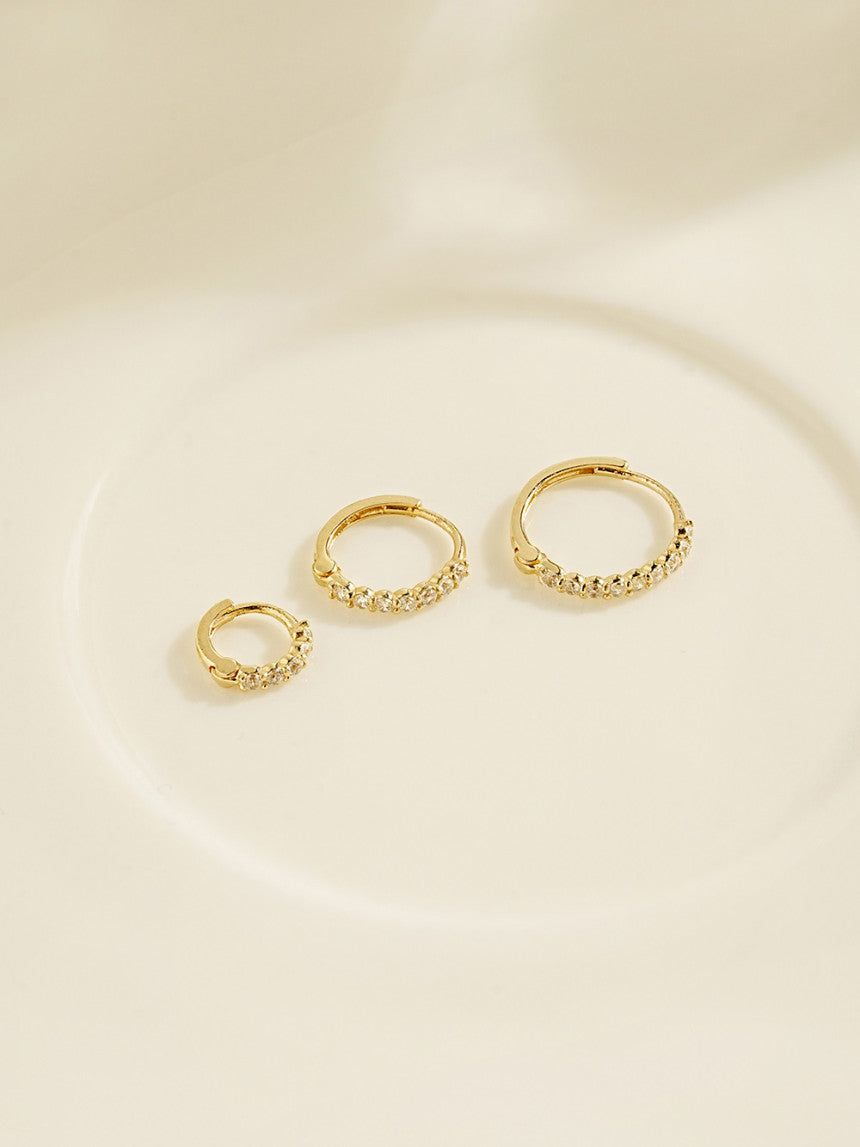 14K Gold Daily CZ Cartilage Hoop Earring