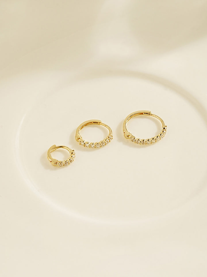 14K Gold Daily CZ Cartilage Hoop Earring