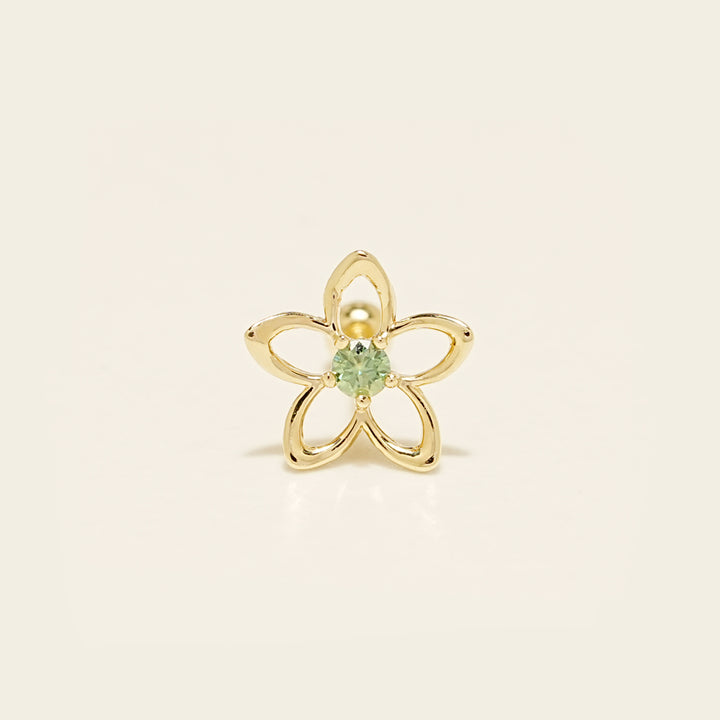 14K Solid Gold Moissanite Dia Olivia Flower Cartilage Earring 20G18G16G