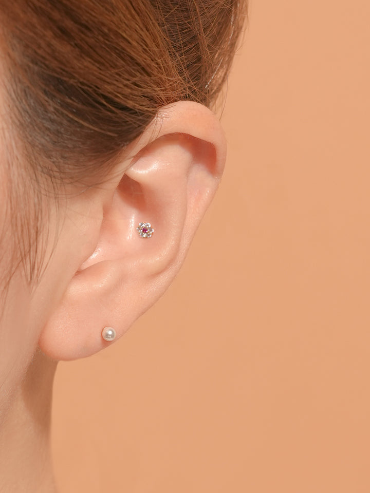 14K Solid Gold Harmony Flower Internally Threaded Labret Piercing 20G