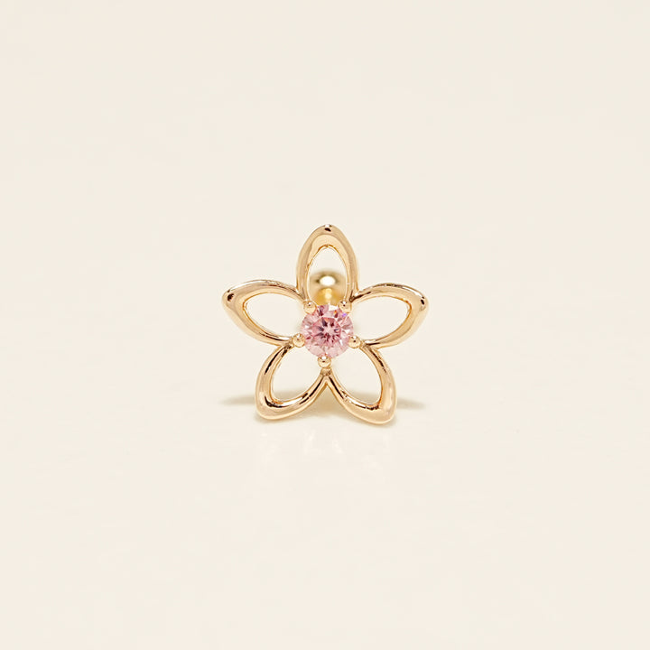 14K Solid Gold Moissanite Dia Olivia Flower Cartilage Earring 20G18G16G