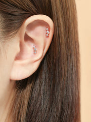 14K Gold Triple Crown Moissanite Cartilage Earring 20G18G16G