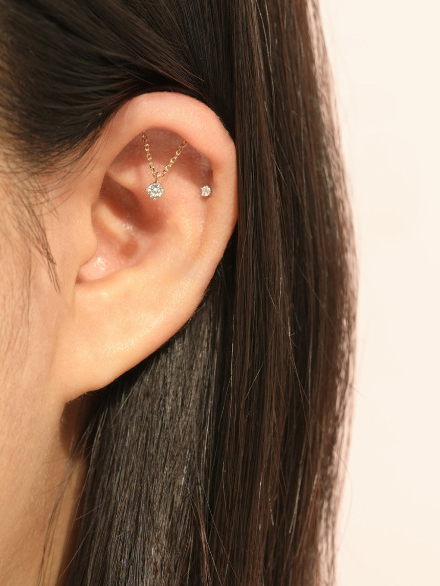 14K Gold Internally Threaded Moissanite Dia Hidden Helix Drop