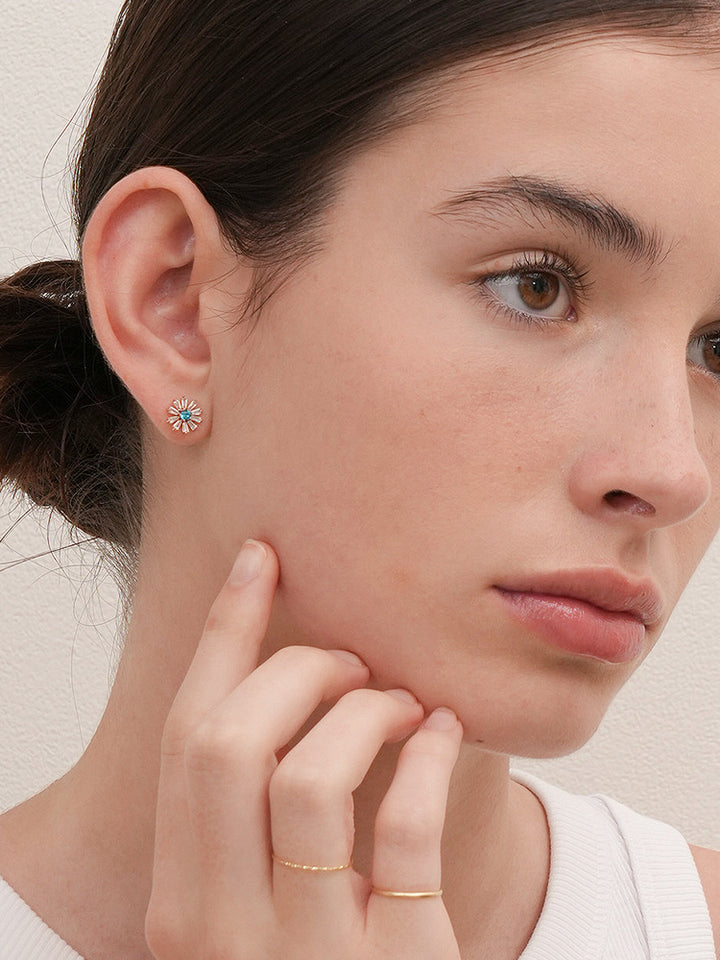 14K Gold Blue Sunshine Cartilage Earring 18G16G