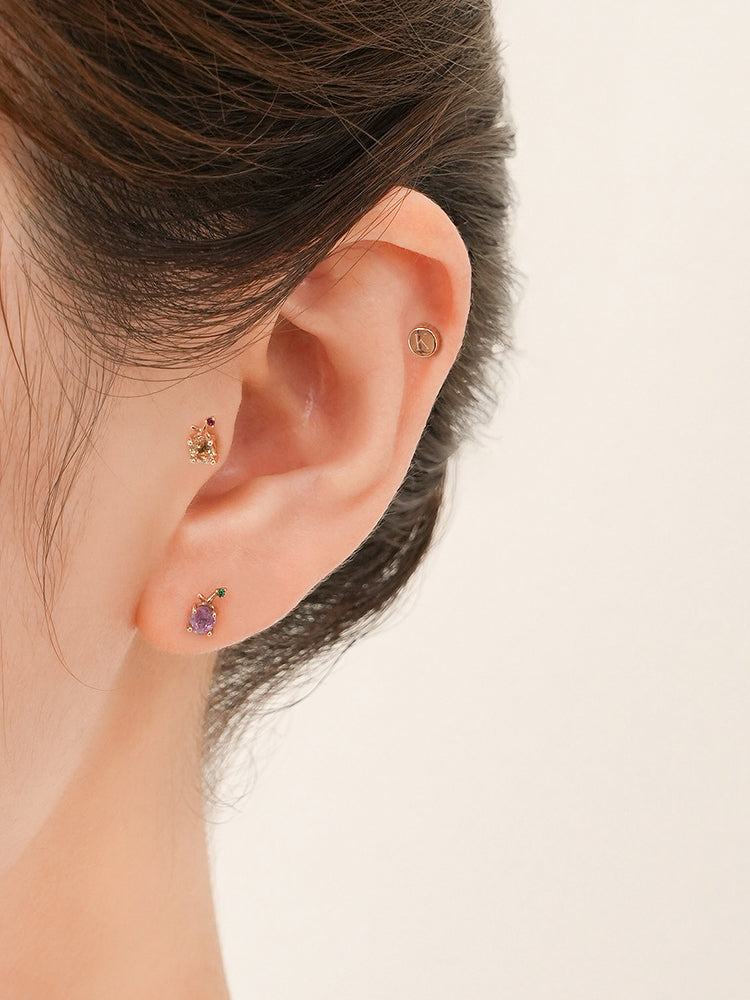 14K Gold Color Sapphire Fruits Cartilage Earring 18G