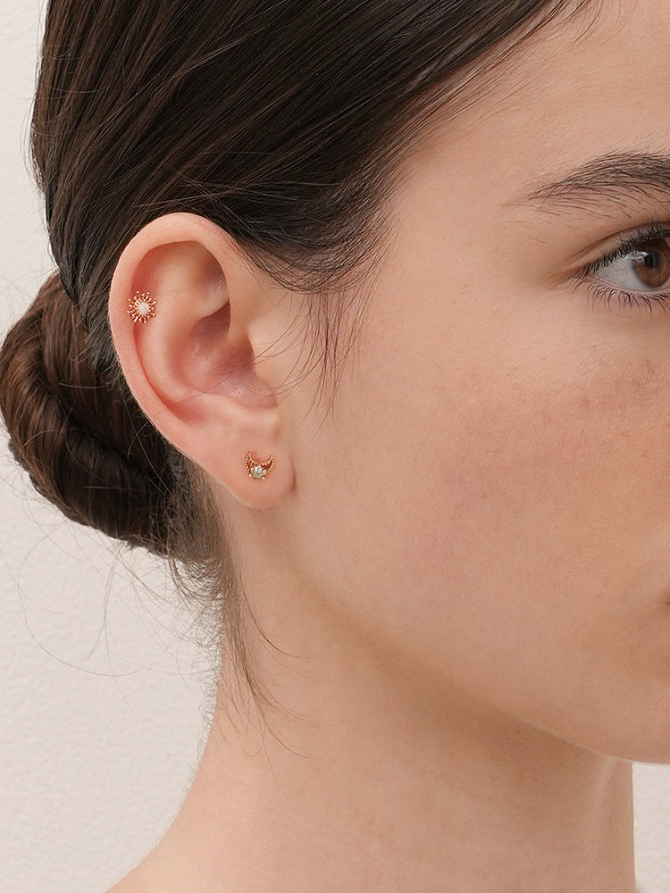 14K Gold Golden Sunrise Opal Cartilage Earring 18G16G