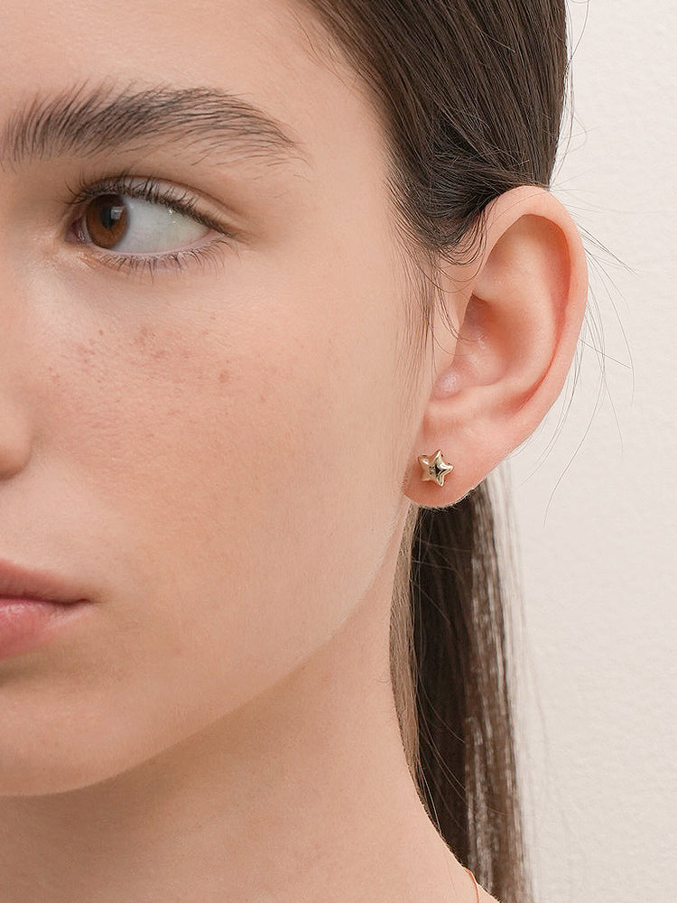 14K Solid Gold Star Golden Layer Cartilage Earring 18G