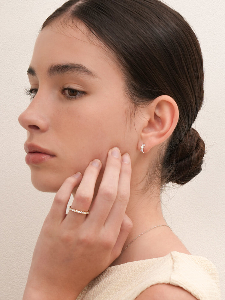 14K 18K Solid Gold Lab Diamond Eternity Tennis Cartilage Hoop Earring