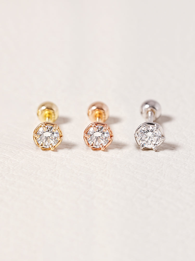 14K Solid Gold Lab Diamond Grace Cartilage Earring 20G18G16G