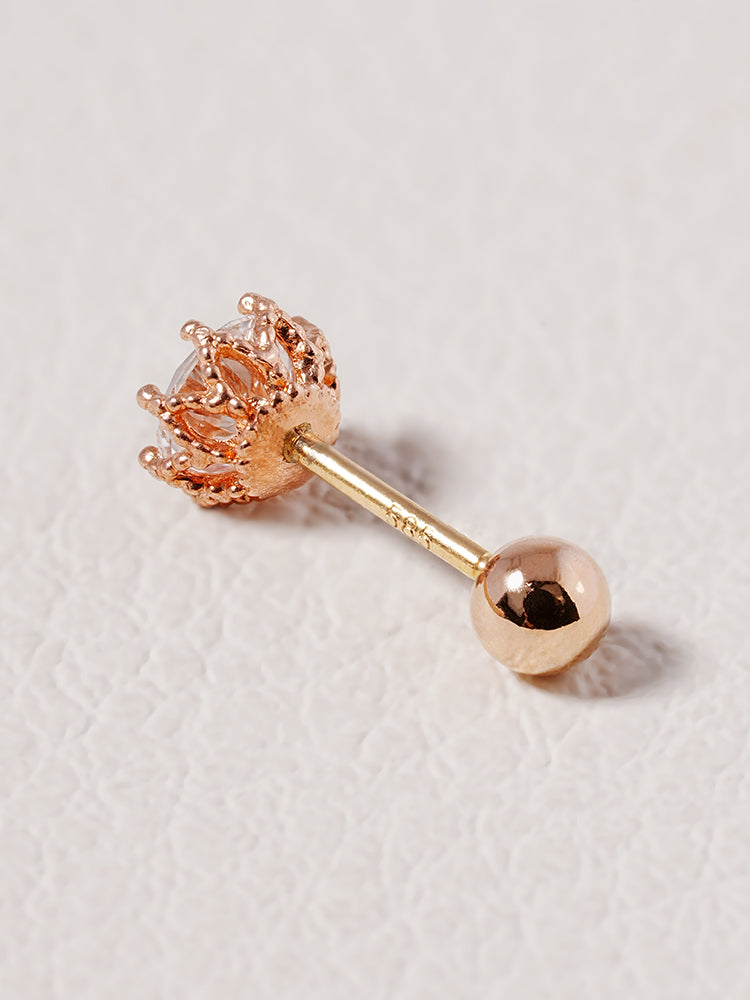 14K Solid Gold Lab Diamond Queen's Bloom Cartilage Earring 20G18G16G