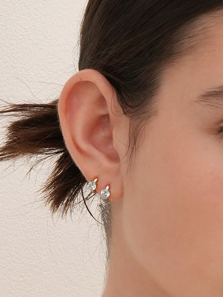 14K 18K Solid Gold Lab Diamond Mini Cartilage Hoop Earring