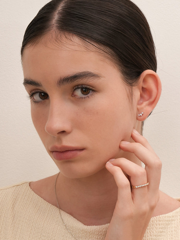 14K Solid Gold Lab Diamond Twinkle Crown Cartilage Earring 20G18G16G