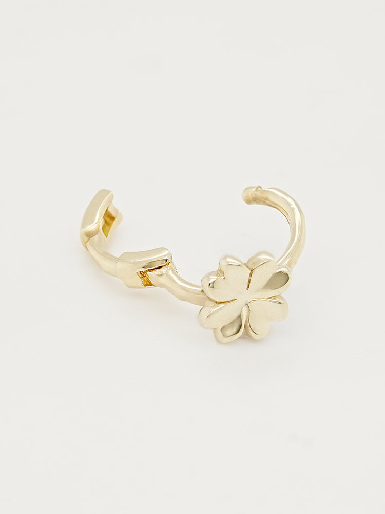14K 18K Solid Gold Lucky Clover Mini Flower Cartilage Hoop Earring