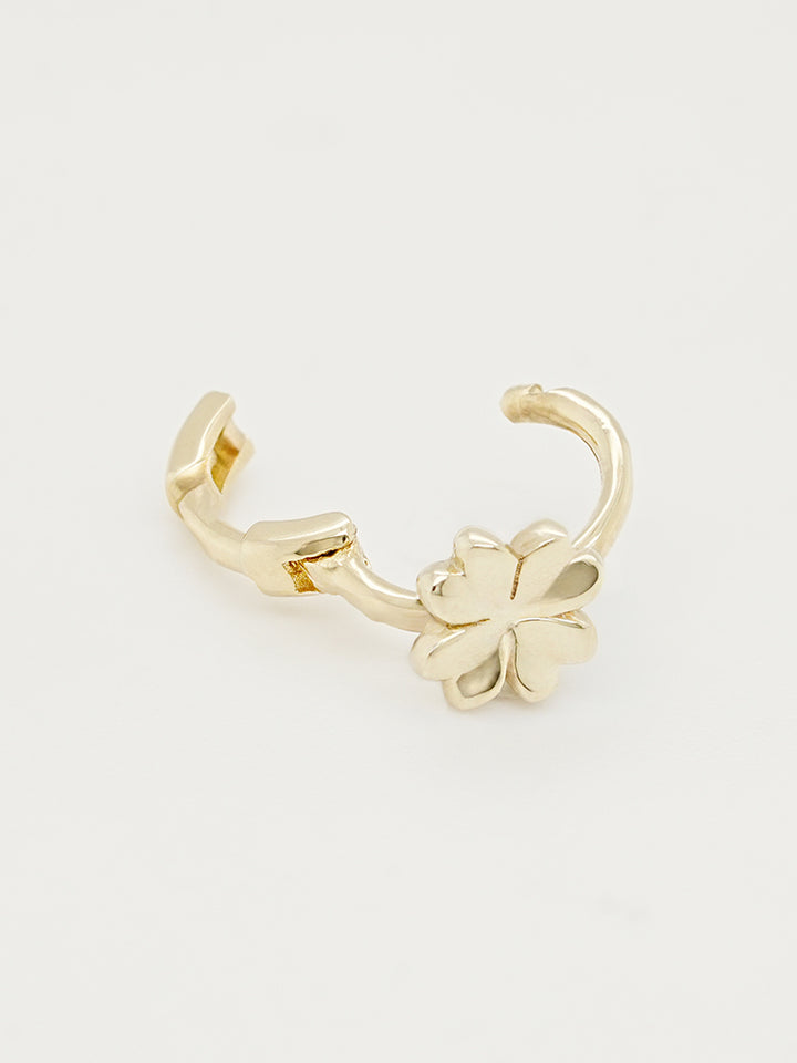 14K 18K Solid Gold Lucky Clover Mini Flower Cartilage Hoop Earring
