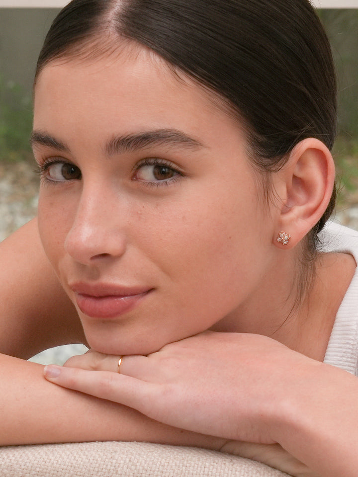 14K Gold Lucky Clover Cartilage Earring 18G16G