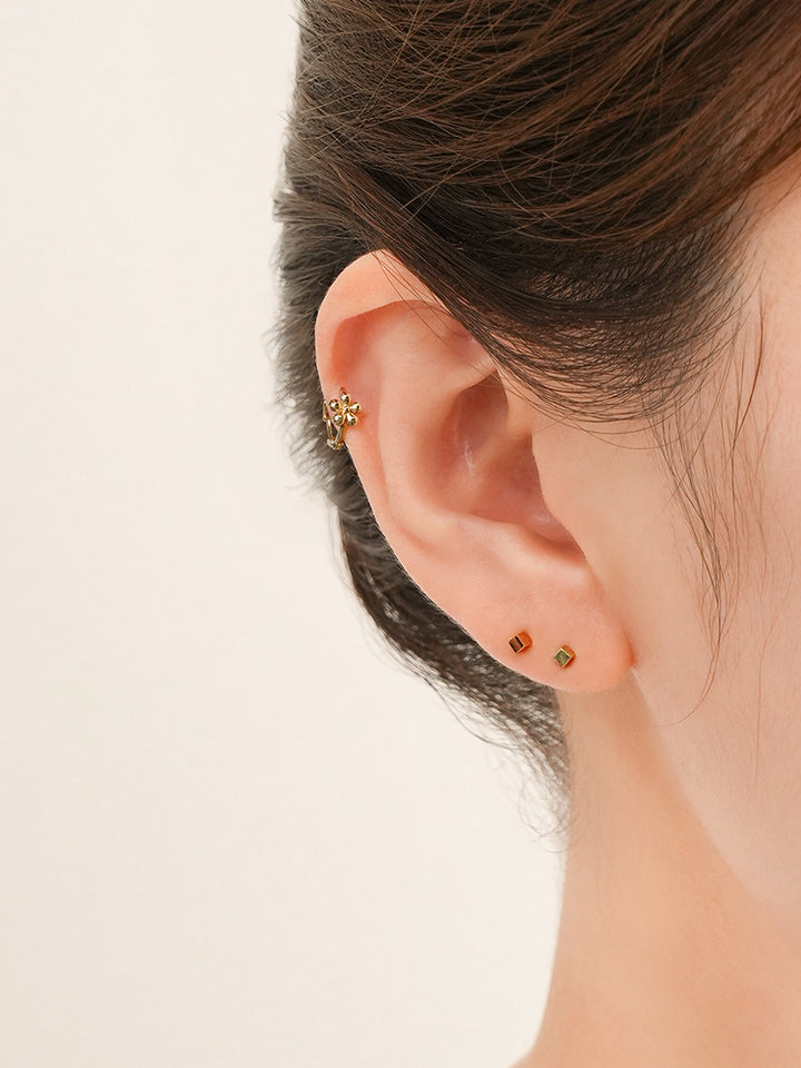 14K 18K Mini Flower Bloom Cartilage Hoop Earring