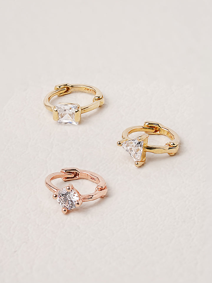 14K Solid Gold Mini Point Cubic Cartilage Hoop Earring