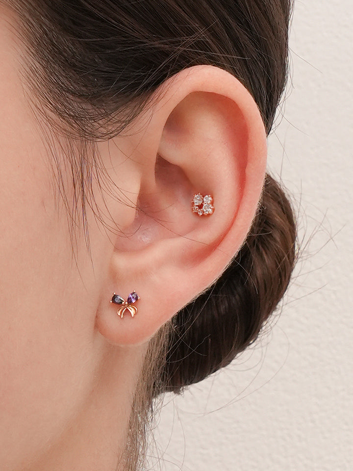 14K Gold Moonlight Ribbon Cartilage Earring 18G16G