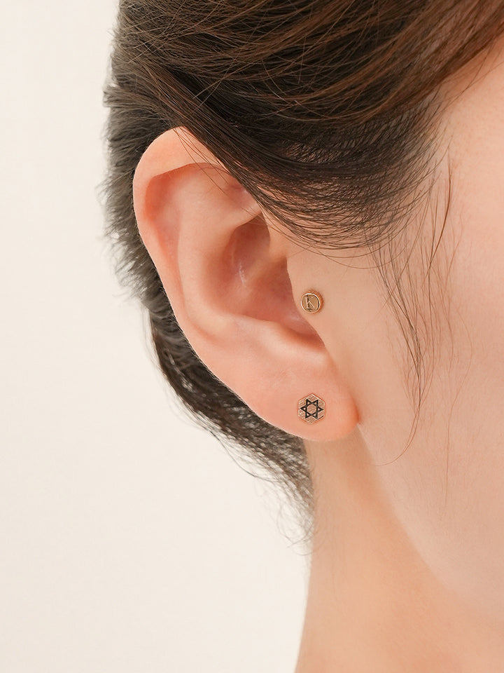 14K Gold My Letter Initial Cartilage Earring 18G