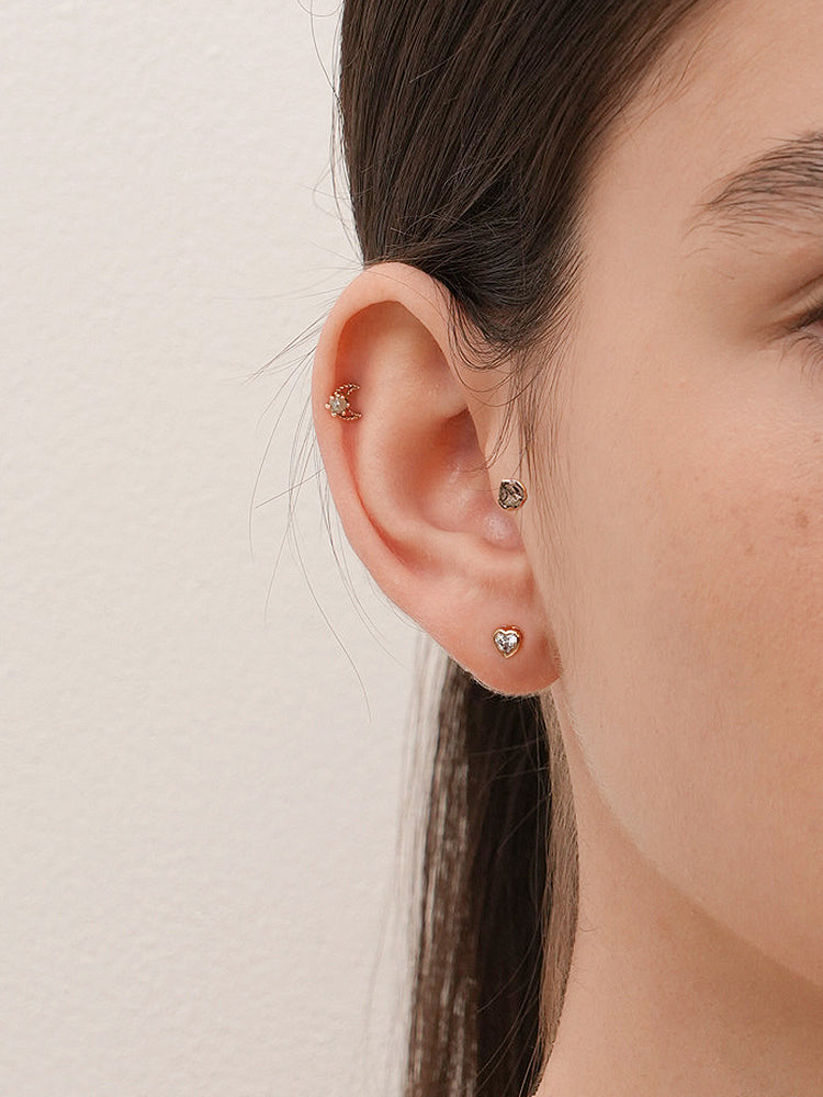 14K Gold Rough Disc Cartilage Earring 18G