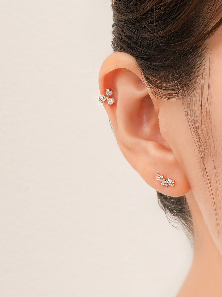 14K Gold Trio Clover Cartilage Earring 18G16G