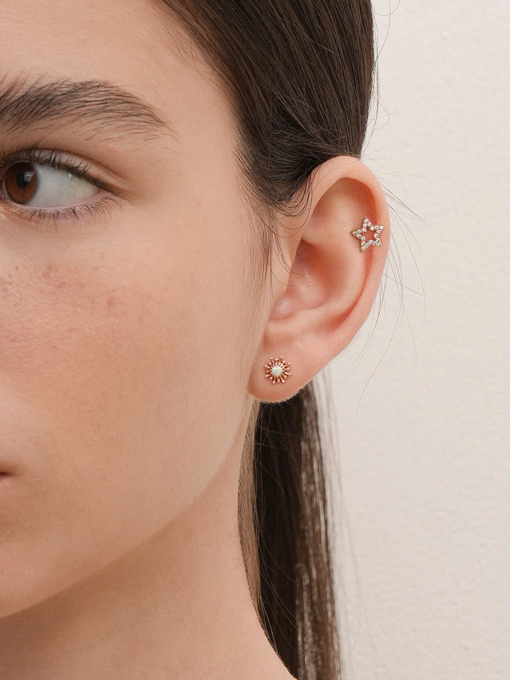 14K Gold Cubic Twinkle Star Cartilage Earring 18G16G