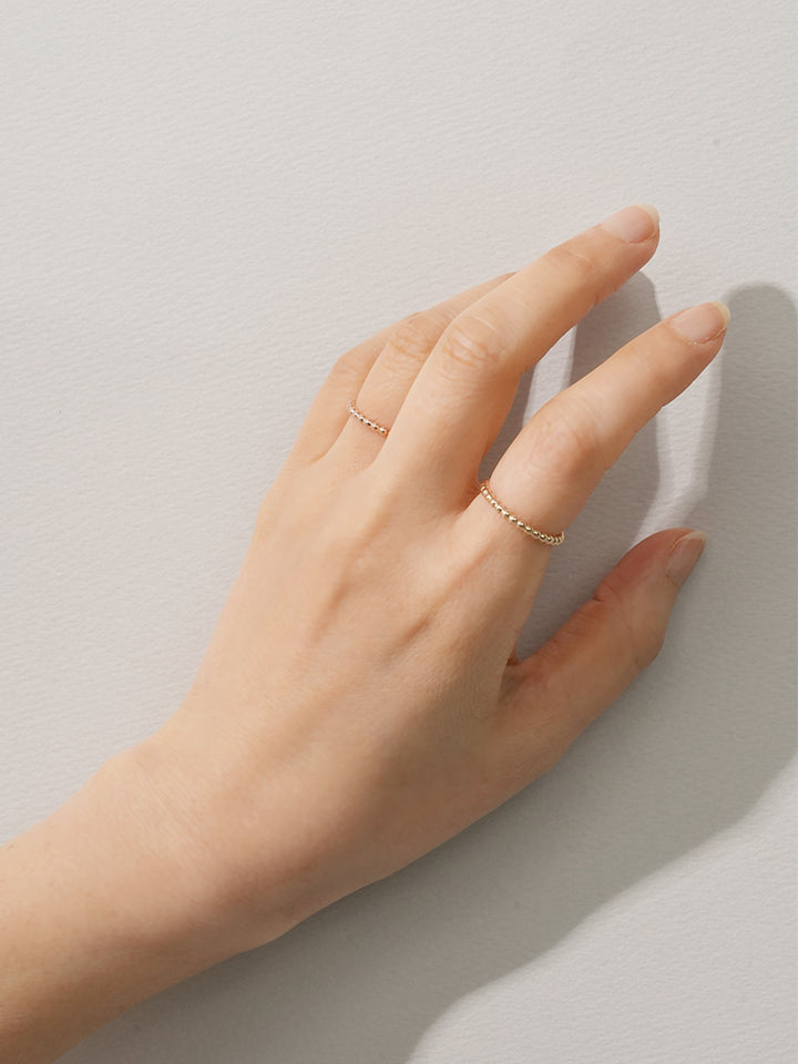 14K Solid Gold Layered Volume Bubble Ball Ring