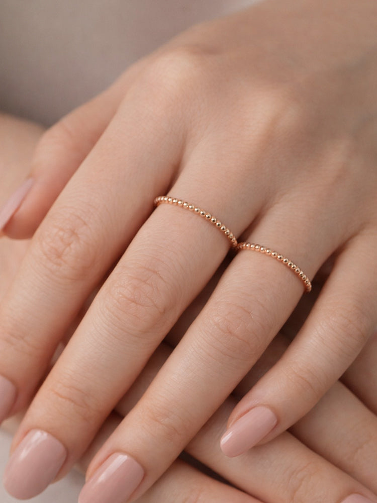 14K Solid Gold Layered Volume Bubble Ball Ring