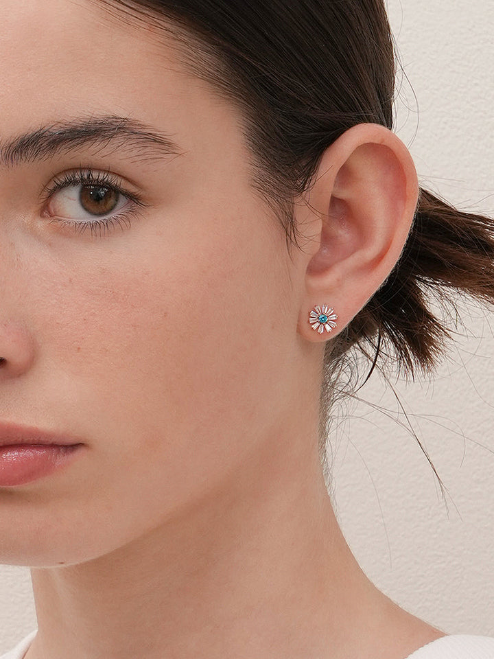 14K Gold Blue Sunshine Cartilage Earring 18G16G