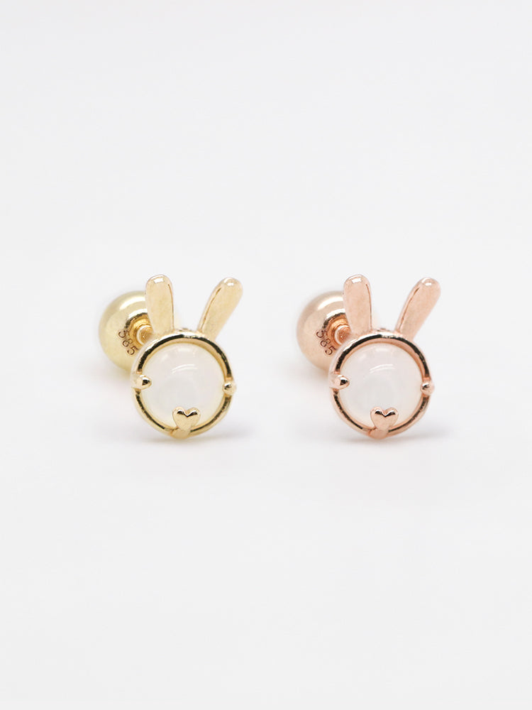 14K Solid Gold Bunny Bunny Carrot Rabbit Cartilage Earring 20G