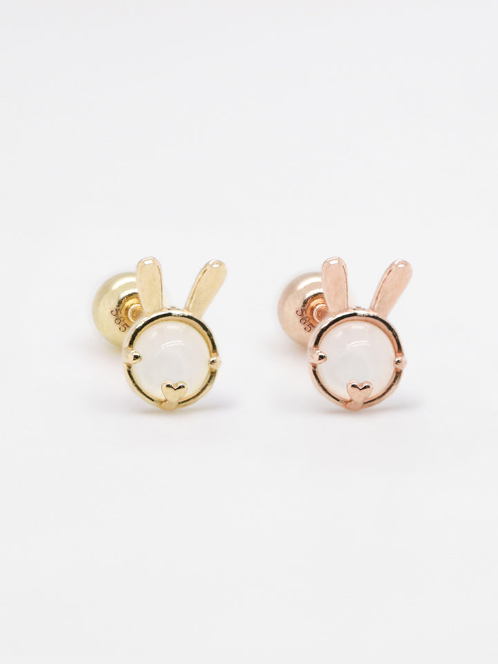 14K Solid Gold Bunny Bunny Carrot Rabbit Cartilage Earring 20G