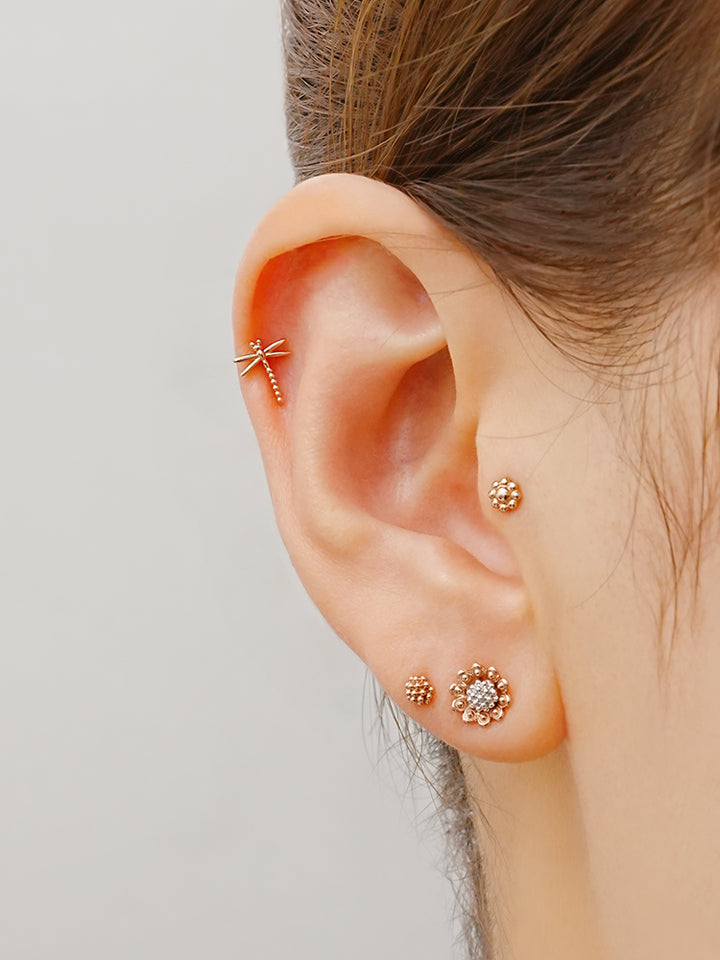 14K Solid Gold Flat Dragonfly Cartilage Earring 18G16G