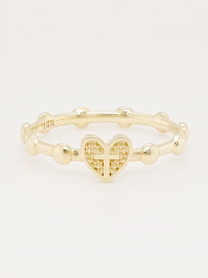 14K 18K Pray Heart Ring