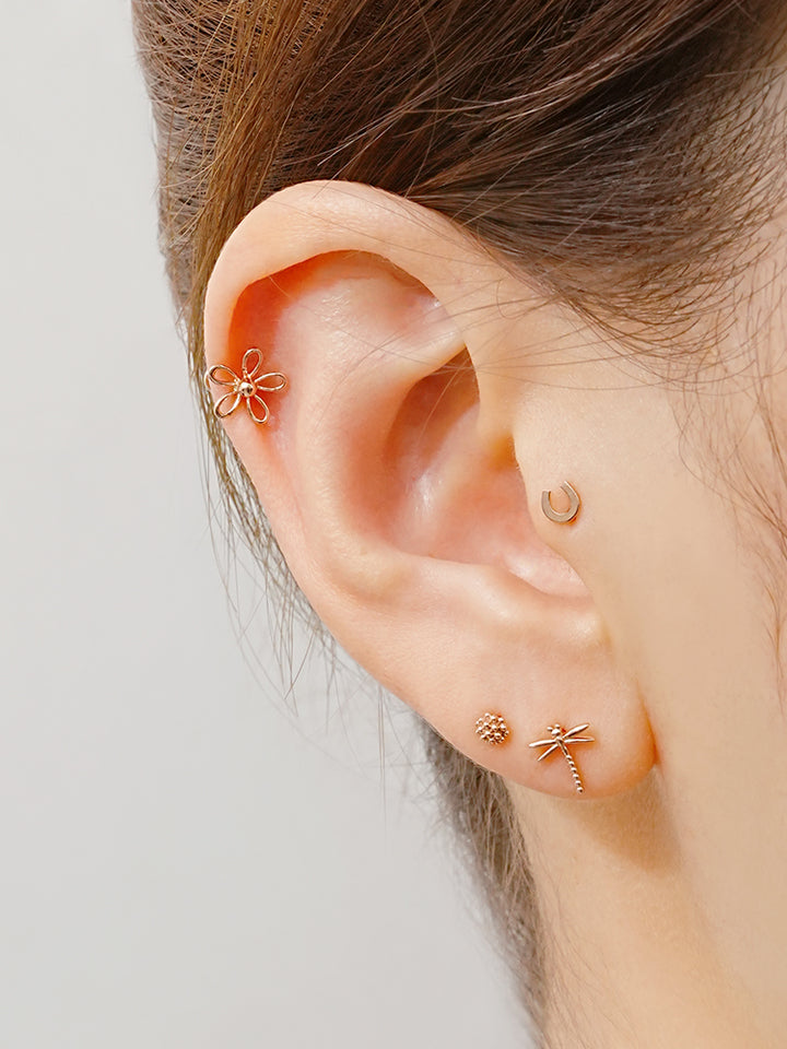 14K Solid Gold Cluster Cartilage Earring 18G16G