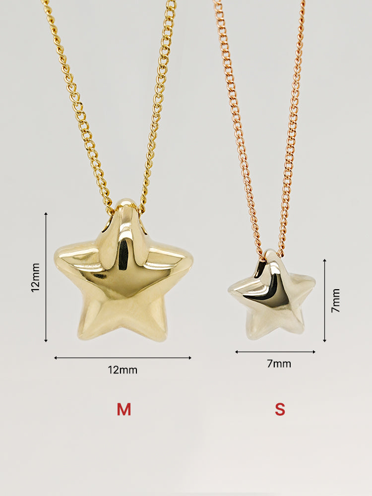 14K Solid Gold Star Golden Layer Necklace